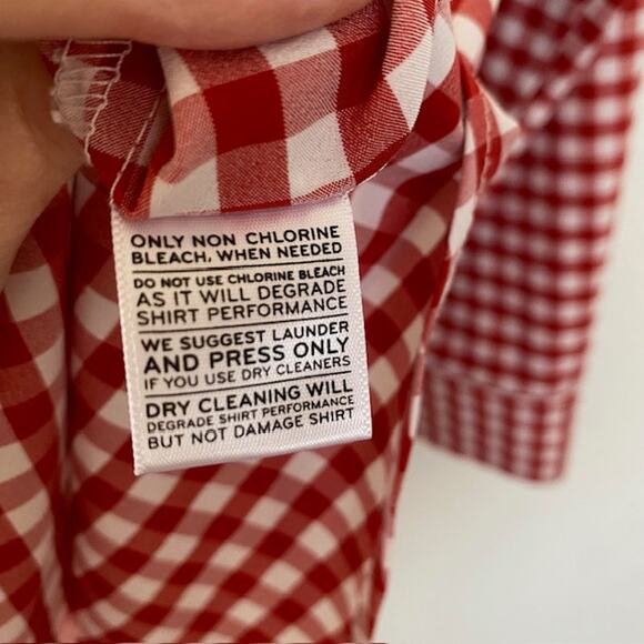 MIzzen+Main Men's Large Trim Fit Red & White Check Long Sleeve Button Up Shirt - Picture 9 of 11